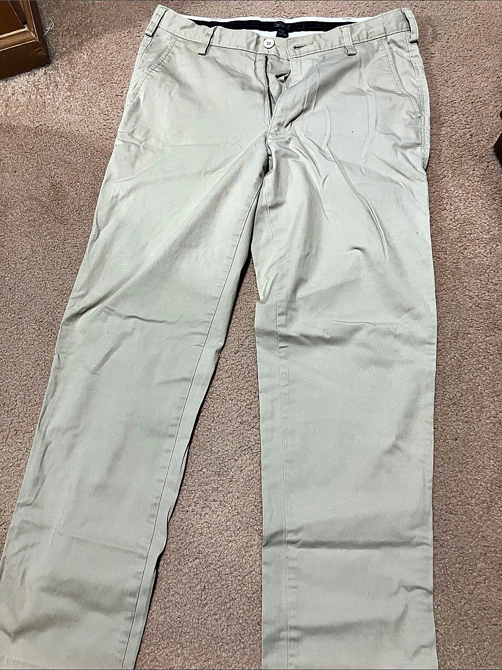 Lands' End Traditional Fit Coupe Classique Men's Chinos in Cream Waist 32